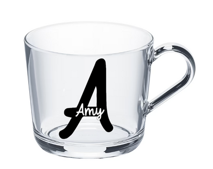 Glass personalised mugs